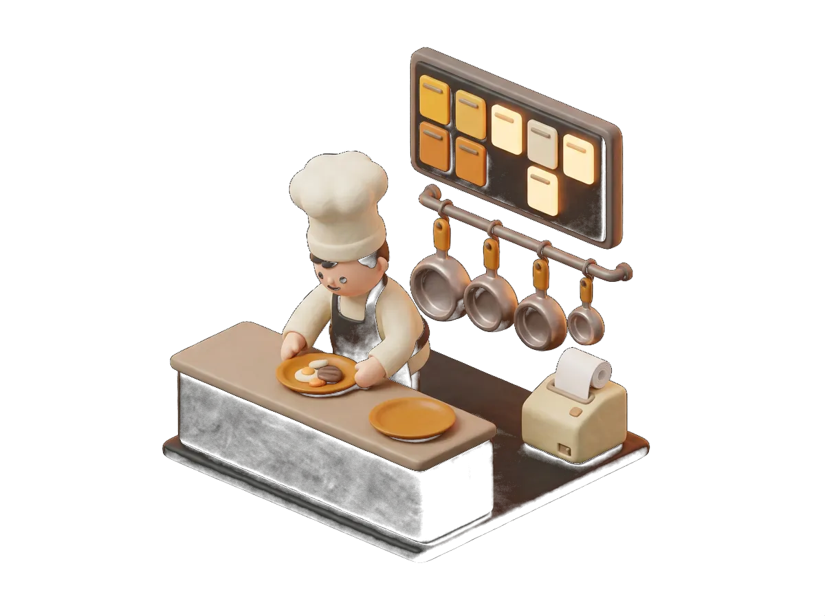 Ilustración 3D: Pantalla de cocina